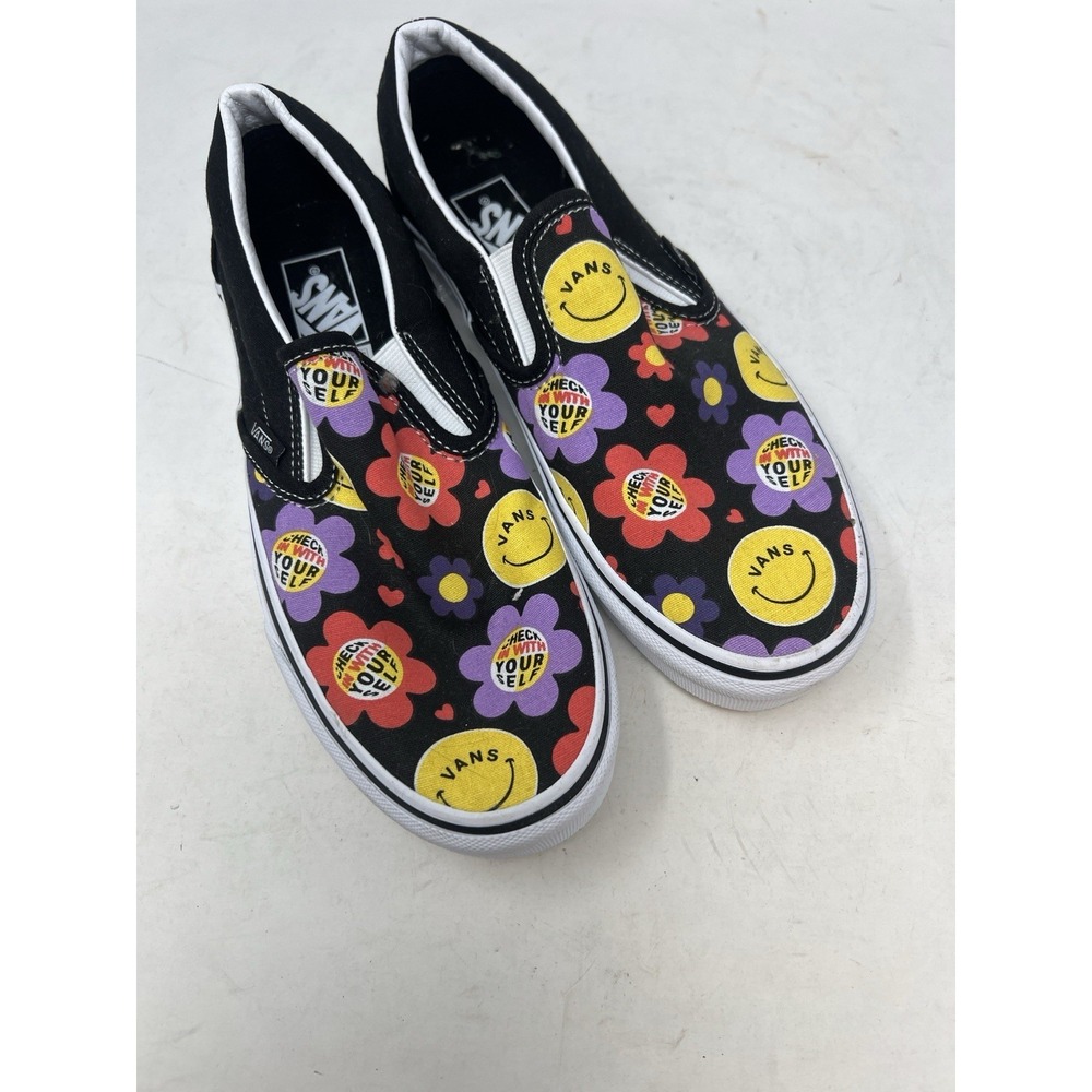 Vans Classic Slip On Radically Happy Black Skate Shoe Sneaker Men's 8 Women 9.5 - Picture 1 of 6